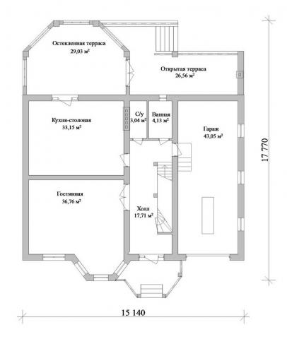 Первый этаж отличается просторнейшей кухней и гостиной, а также наличием двух террас – открытой и закрытой