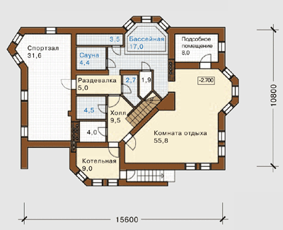 План подземного этажа большого одноэтажного дома
